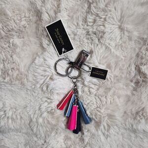 New Juicy Couture Keychain Fob Multi 3D Elongated Stud Keyfob Bar Tassels Charm